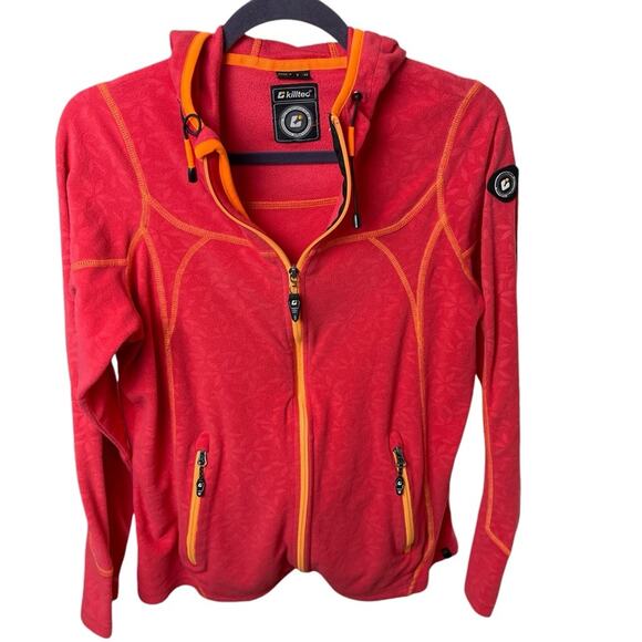 Killtec Fleece Full Zip Hoodie, GorpCore. Outdoor, Athleisure, Active, Poppy, 10 - Picture 3 of 11